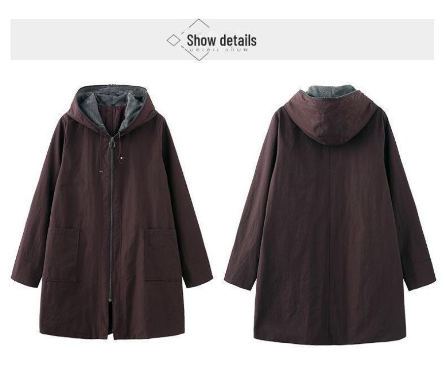 Damen Plus Size High-End Windjacke Mittellang S-7XL Bis zu 300 Jin