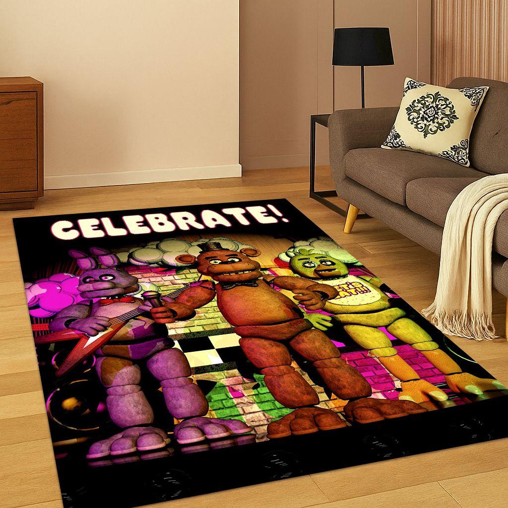 Tappeto Cartoon 3D F-FNAF per Camera da Letto Soggiorno Divano Zerbino Decorazione Casa, Tappeto Area Giochi Bambini Antiscivolo Regalo di Natale