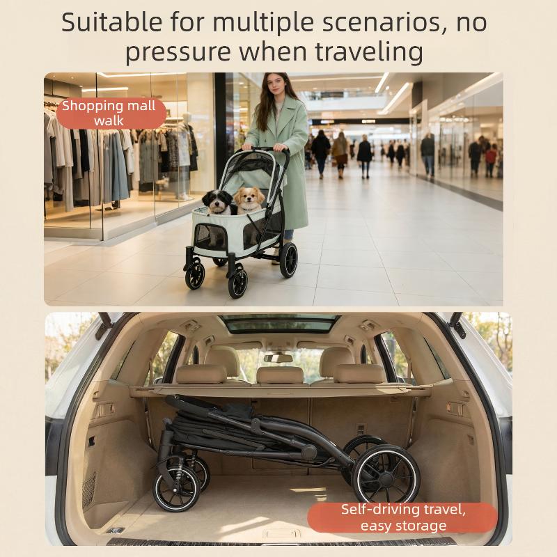 40KG Large Pet Strollers Cats Dogs Wheel Folding Dogcart Luxury Outdoor Transport Dog Strollers Pet Carrier Trolley Supplies