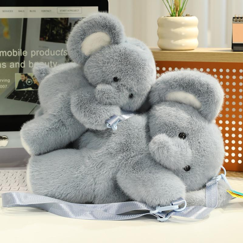Cartoon Soft Elephant Backpack Bag Plush Toy Doll Elephant Doll Children'S School Bag Crossbody Bag Ragdoll