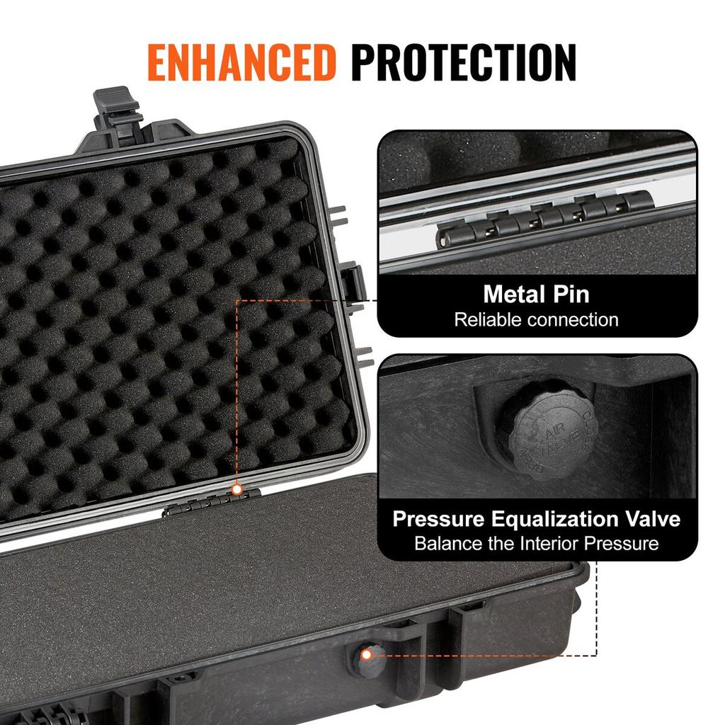 Rifle Case, Rifle Hard Case with 3 Layers Fully-protective Foams, 50 Inch Lockable Hard Gun Case with Wheels, IP67 Waterproof & Crushproof, for Two