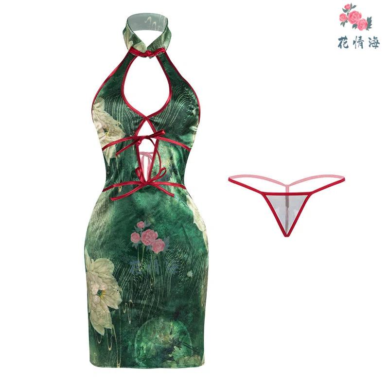 Sex underwear Year of the Snake sexy pure desire wind hollow disc buckle perspective printing backless strap