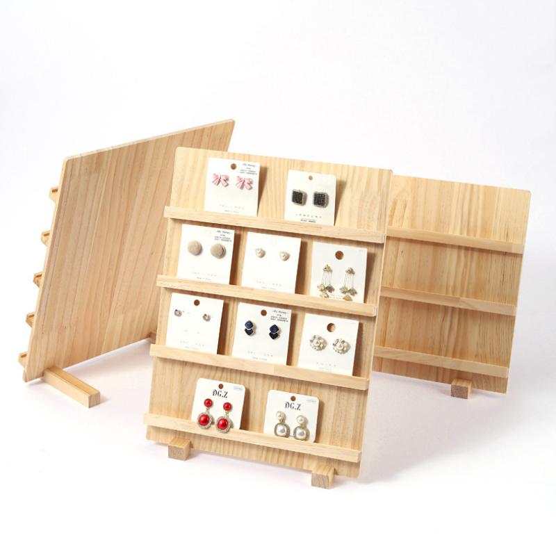 Ohrring-Aufsteller aus Holz 3/4/5 Ebenen Schmuck Ohrring-Aufsteller Holz Ohrringkartenhalter Für Zuhause Laden Organisation