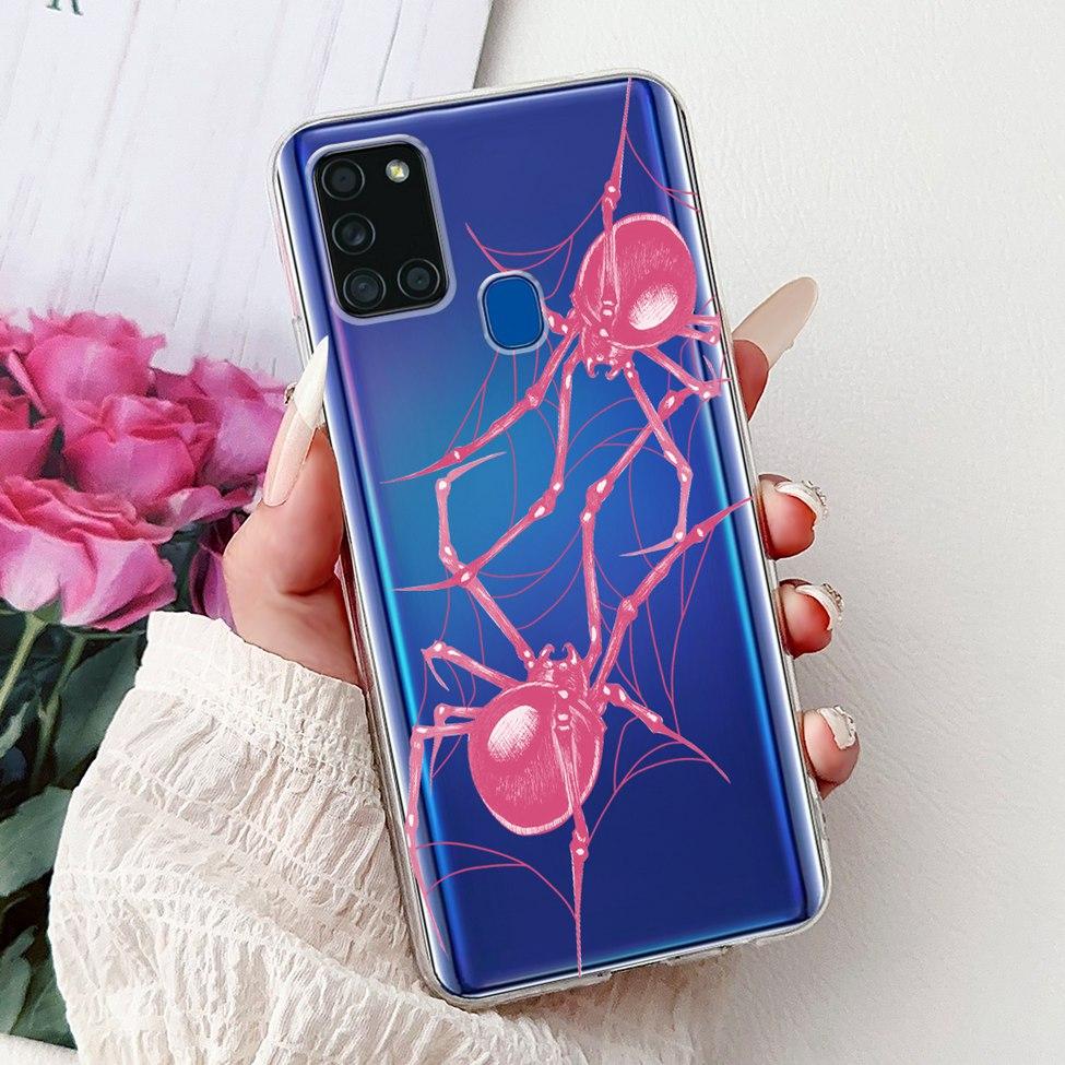 Clear For Samsung A21s SM-A217F SM-A217M Cover For Samsung Galaxy A21s Case Cute Luxury Butterfly Love Flowers Cool Painted