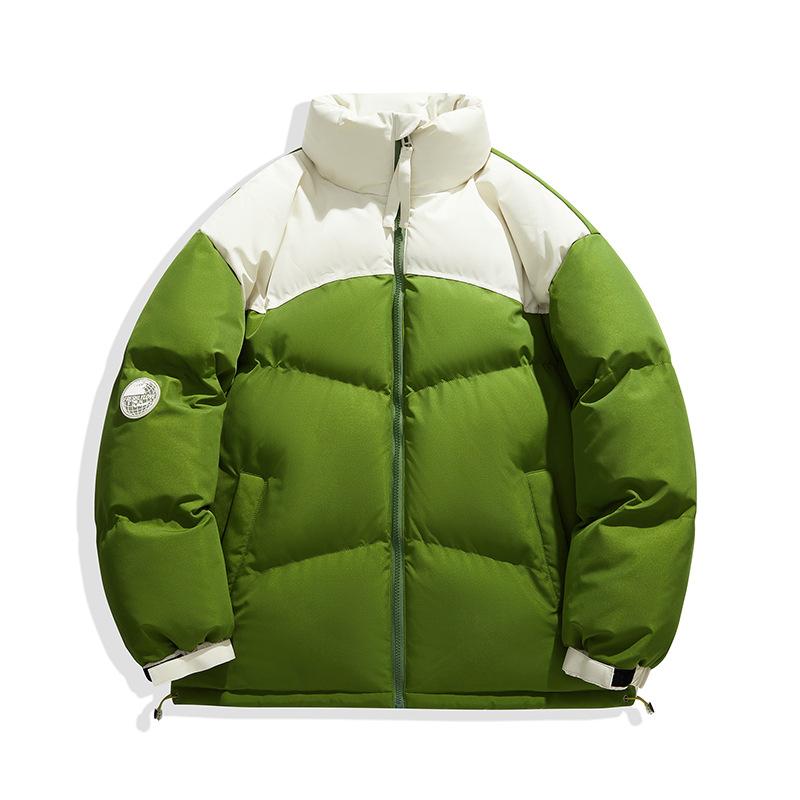 

Winter stand-up neck cotton-padded clothes men s short color-matching cotton-padded clothes thickened warm jackets men s cotton-padded jackets M оливковий колір