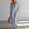 2026 European and American Women's Fashion Spring Elegant Irregular Striped Off-the-shoulder Dress