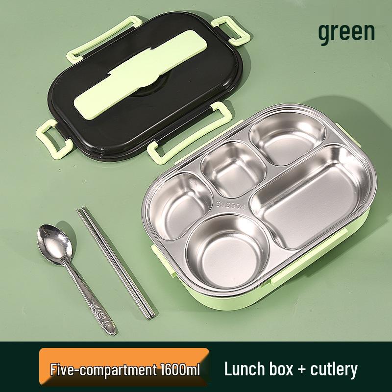 Large Stainless Steel Lunch Box with Lid and Soup Bowl, Insulated Meal Tray for Students and Office Workers