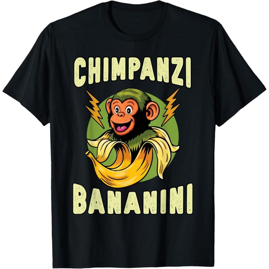 Funny Monkey Chimpanzini Bananini Italian Brainrot Meme T-Shirt(1) S чёрный