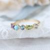 Colored Multi-gemstone Geometric Ring Index Finger Ring Zircon Versatile Ring New Product