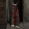 Women's Independence Day Print Jumpsuit, Casual Loose Fit Vintage Cotton Linen Overalls for 4th of