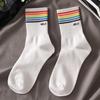 Women's Korean Trendy Cartoon Long Sports Socks - Black & White, Mid-Tube, Autumn/Winter, All-Match.