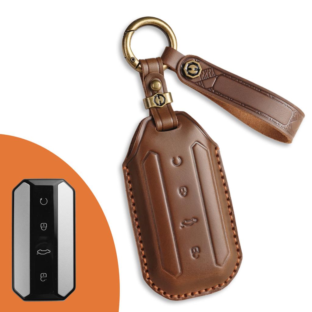 Passend für Chery omoda Überseeversion Schlüsselhülle echtes Leder 25 Modelle, Jieku jaecoo7 Oumengda c7 Auto Fernbedienungstasche