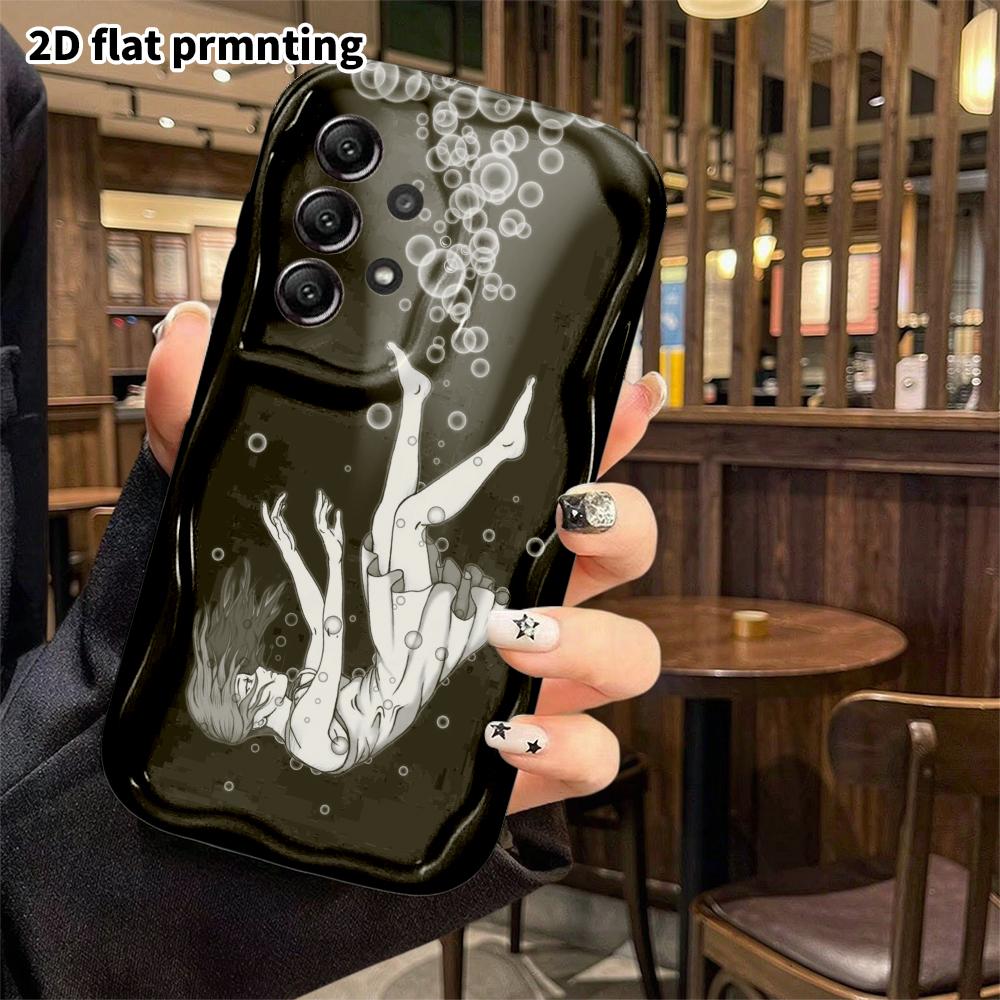 Phone Case: 2D Flat, Fits Samsung Galaxy A34 A35 M05 M06 S20 S22 S21 FE Plus 5G. Cute Girl Floating Underwater, Perfect Christmas and Halloween Holida