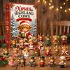 Countdown to Christmas 24 Days 3D Highland Cow Advent Calendar 2026, Festive Gift Box with Cute Farm Cattle Mini Figurines for Holiday Desk Ornaments
