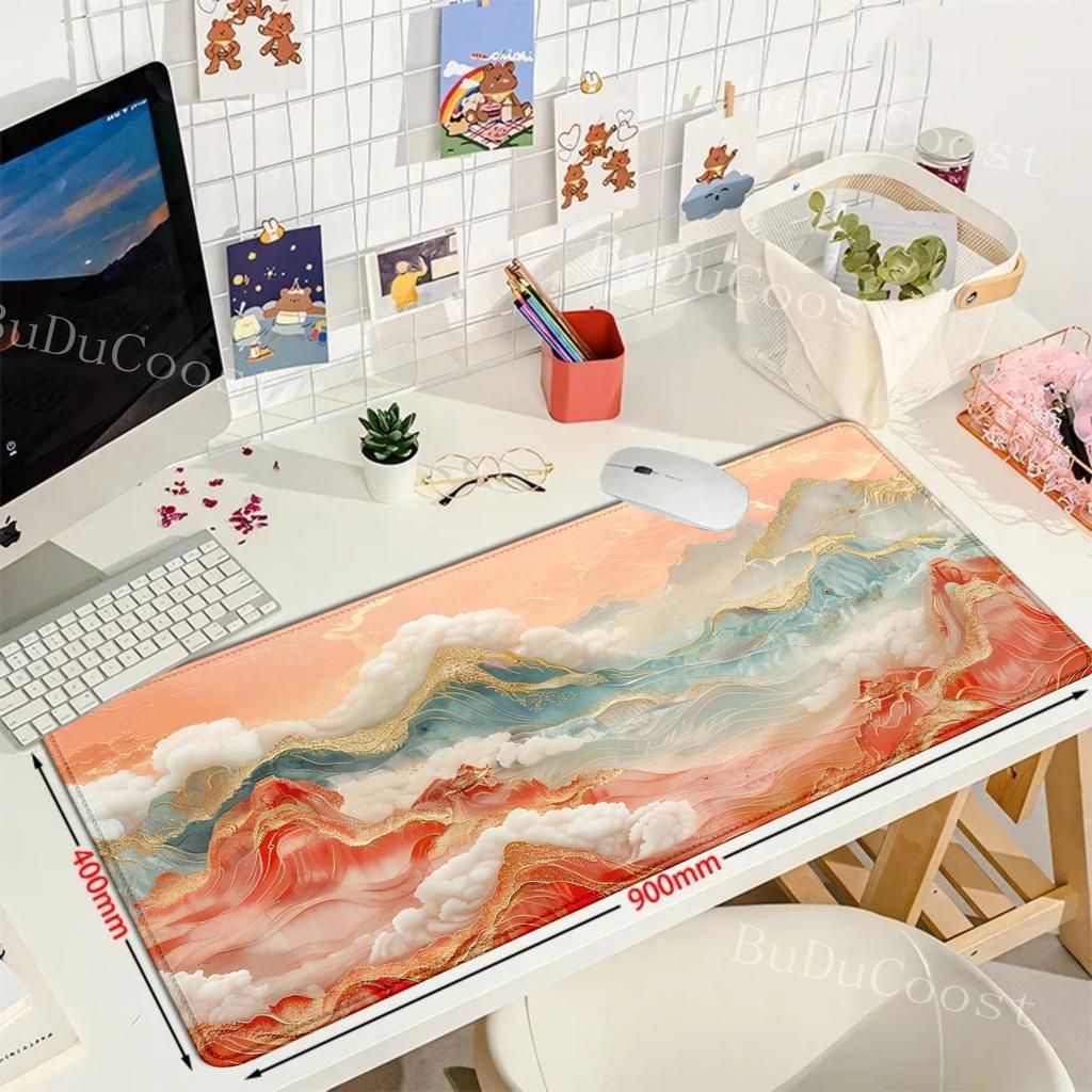 Large Size Mousepad Propitious Clouds Desk Mat Kawaii Cartoon Mouse Pad Rubber Table Mat Lucky Cloud Gaming LockEdge KeyboardMat