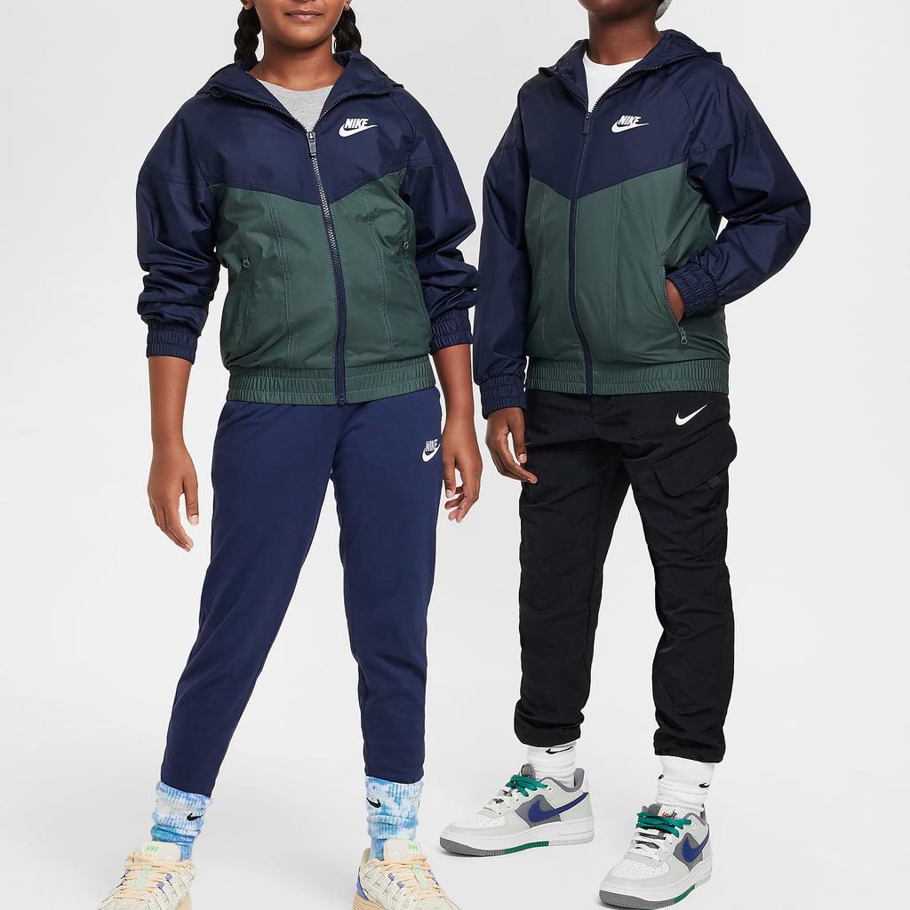 Nike Sportswear FW24 Windrunner Hooded Comfortable Casual Jacket Kids jackets Blue Green FZ5516-451