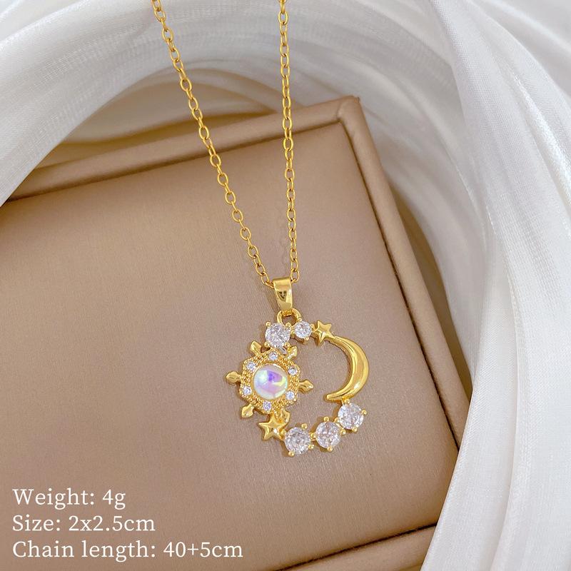 Kupfer-Mikro-Intarsien Leichter Luxus Mode Persönlichkeit Temperament Wunderschöne Voll-Diamant-Halskette Damen Vielseitige Schlüsselbein-Kette Titanstahl