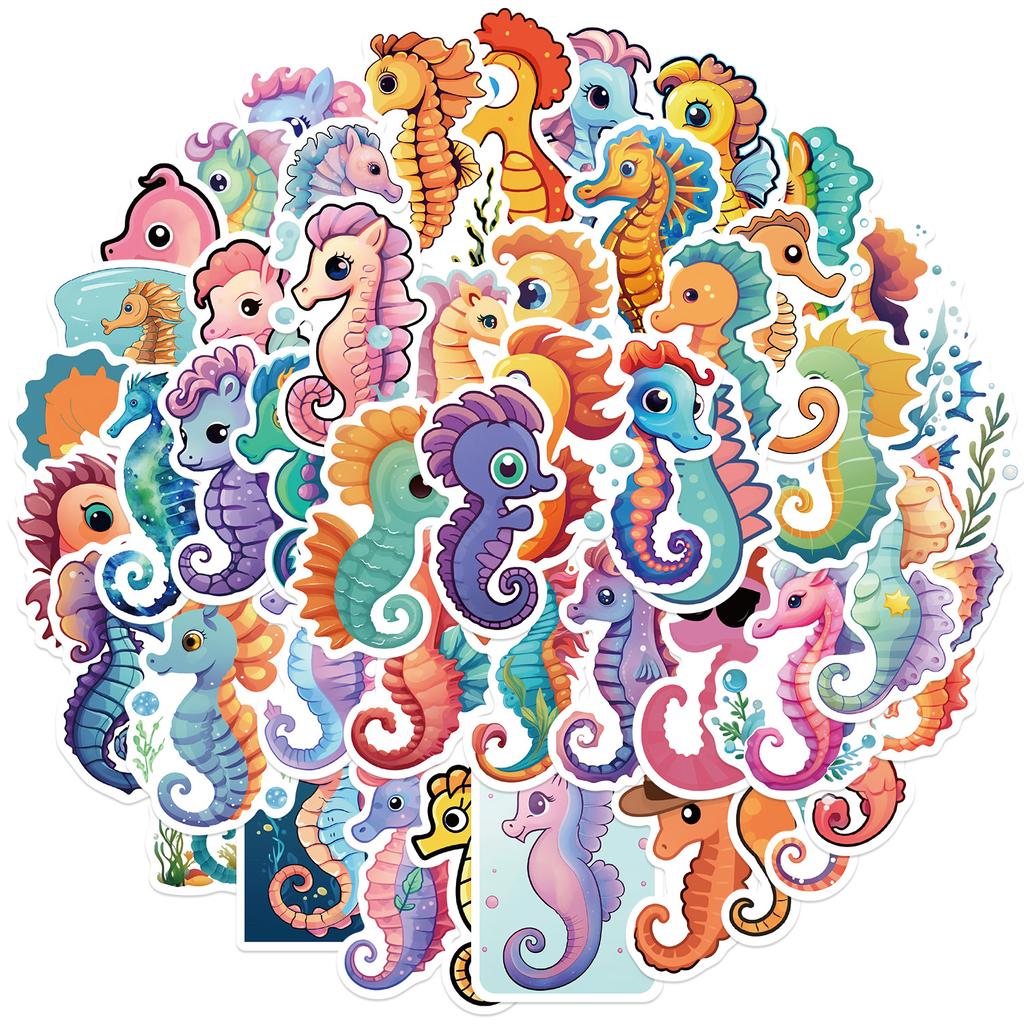 50 Cartoon Seahorse Graffiti Stickers Guitar Notebook Suitcase DIY Waterproof Stickers