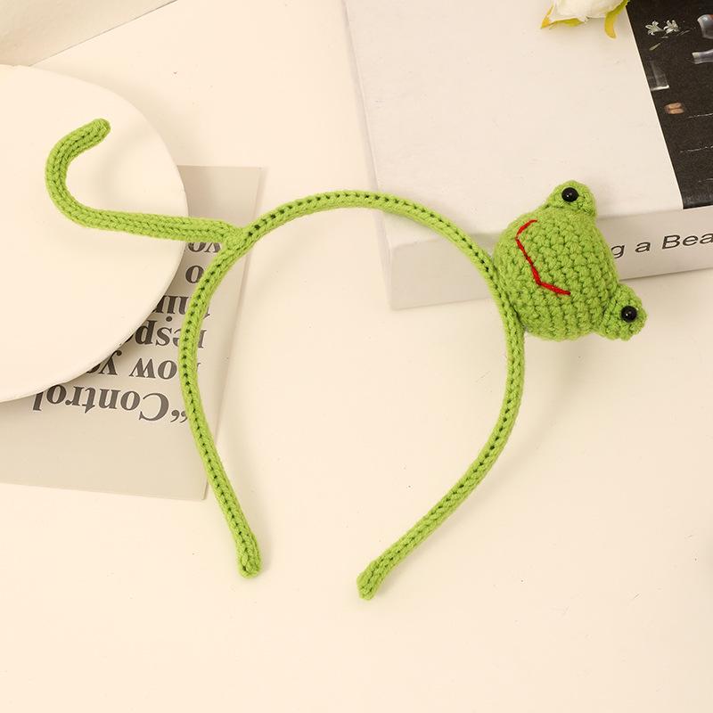 

Милая мультяшная повязка на голову из шерсти с животным в корейском стиле: Женский аксессуар ручной работы для осени и зимы