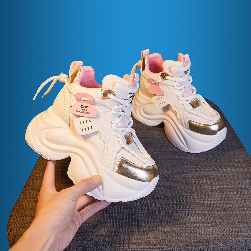 Platform dad shoes women's 2025 new spring and autumn casual sports shoes muffin versatile trendy small inner height increase women's shoes