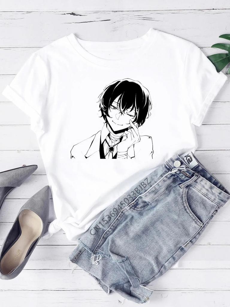 Bungou Stray Dogs T-Shirt Women Crew White Basic Tee Aesthetic Cloth Accessories Short Sleeve O-Neck Female Summer Casual Top