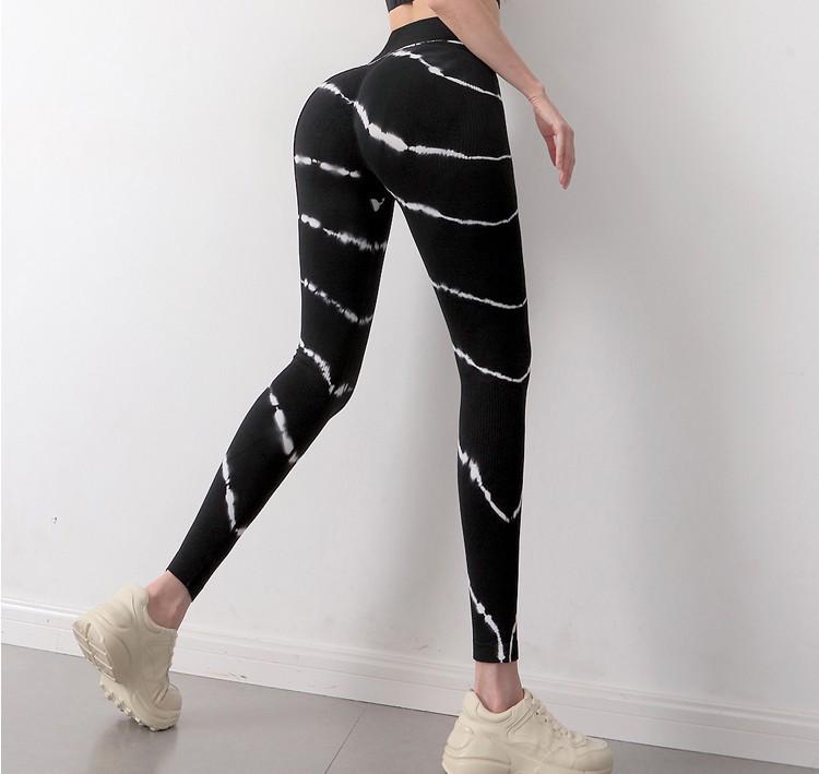 

Красивые бесшовные леггинсы для йоги с высокой талией и принтом тай-дай персикового цвета для женщин