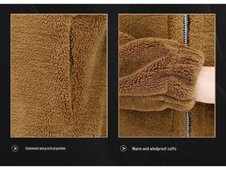 Men's Lambswool Hooded Wool Jacket with Fleece Lining and Embroidered Design