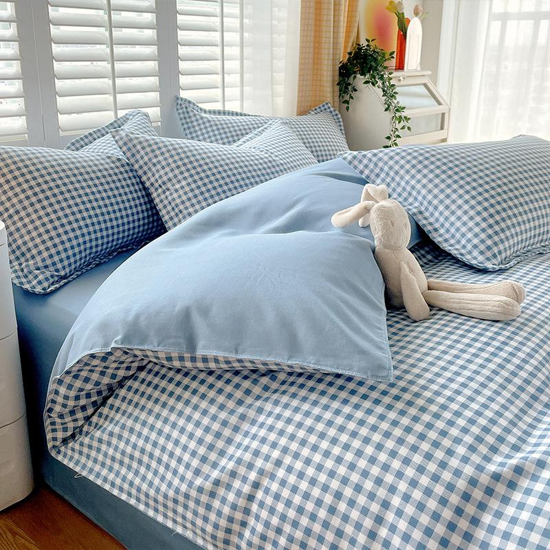 Plaid Striped Bed Sheet Quilt Cover Twill Thickened Quilt Cover Bedding Quilt Cover Three-piece Bed Sheet Set