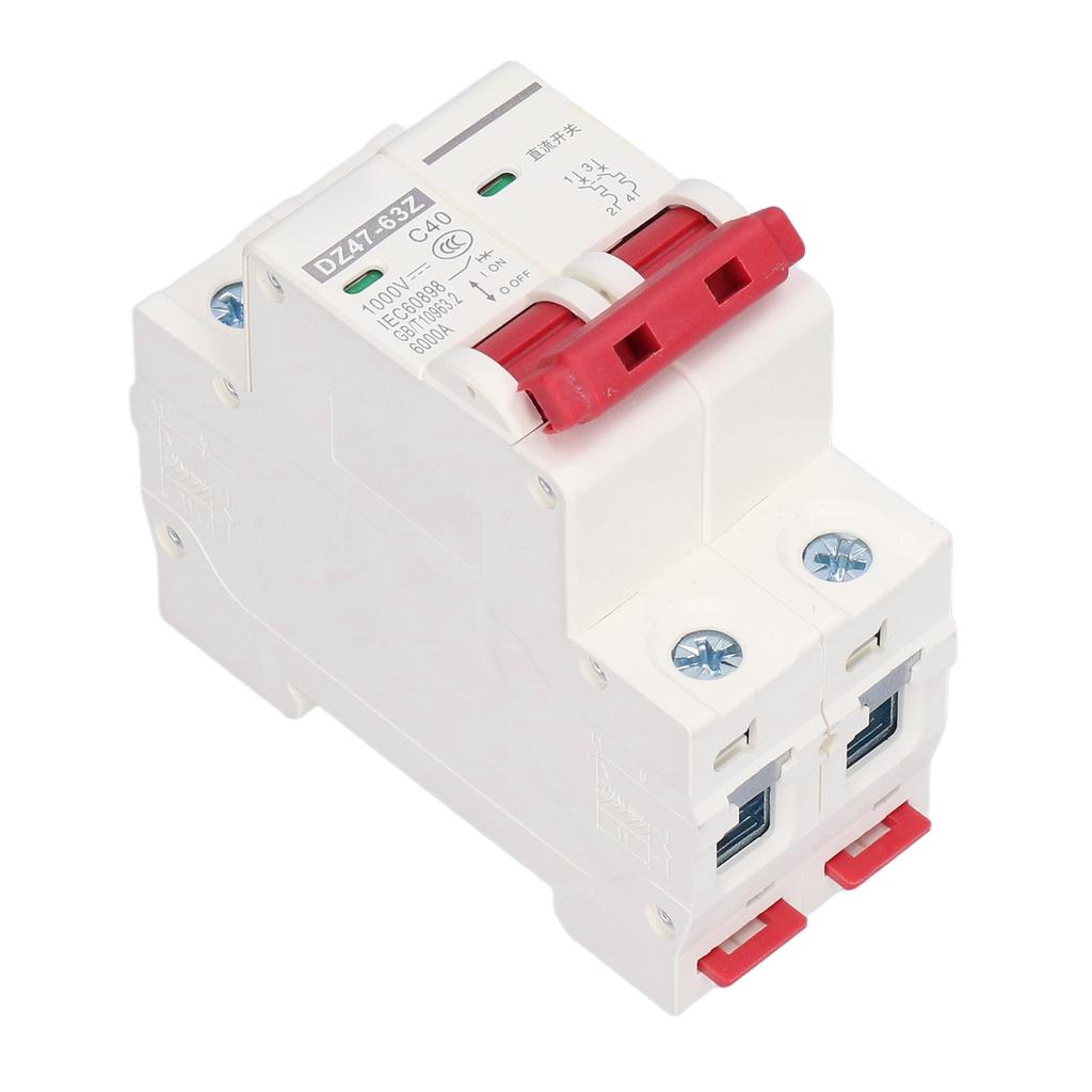 DC Miniature Circuit Breaker 2P Solar PV System Isolator DIN Rail Mount 1000V 40A DZ47‑63Z C40