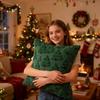 Christmas Lights Embroidered Pillow Case American Retro Living Room Sofa Pillow Cushion Christmas Atmosphere Home Decoration