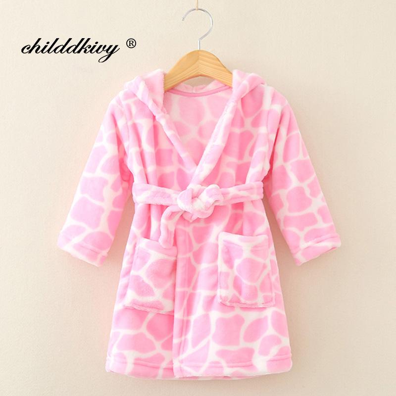 

Boy and Girls Flannel Pajamas Robe Autumn and Winter Children Sleepwear Soft Hooded Kids Homewear 2-8 Years 5-6T