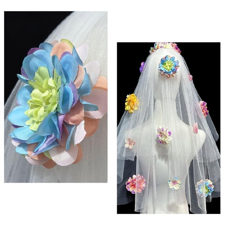Flower Studded Bridal Veil for Bride To Be Gift, Bridal Shower, Wedding Veil