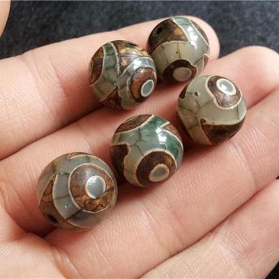 14mm Three-Eye Agate Football Beads for DIY Bracelet and Waist Chains
