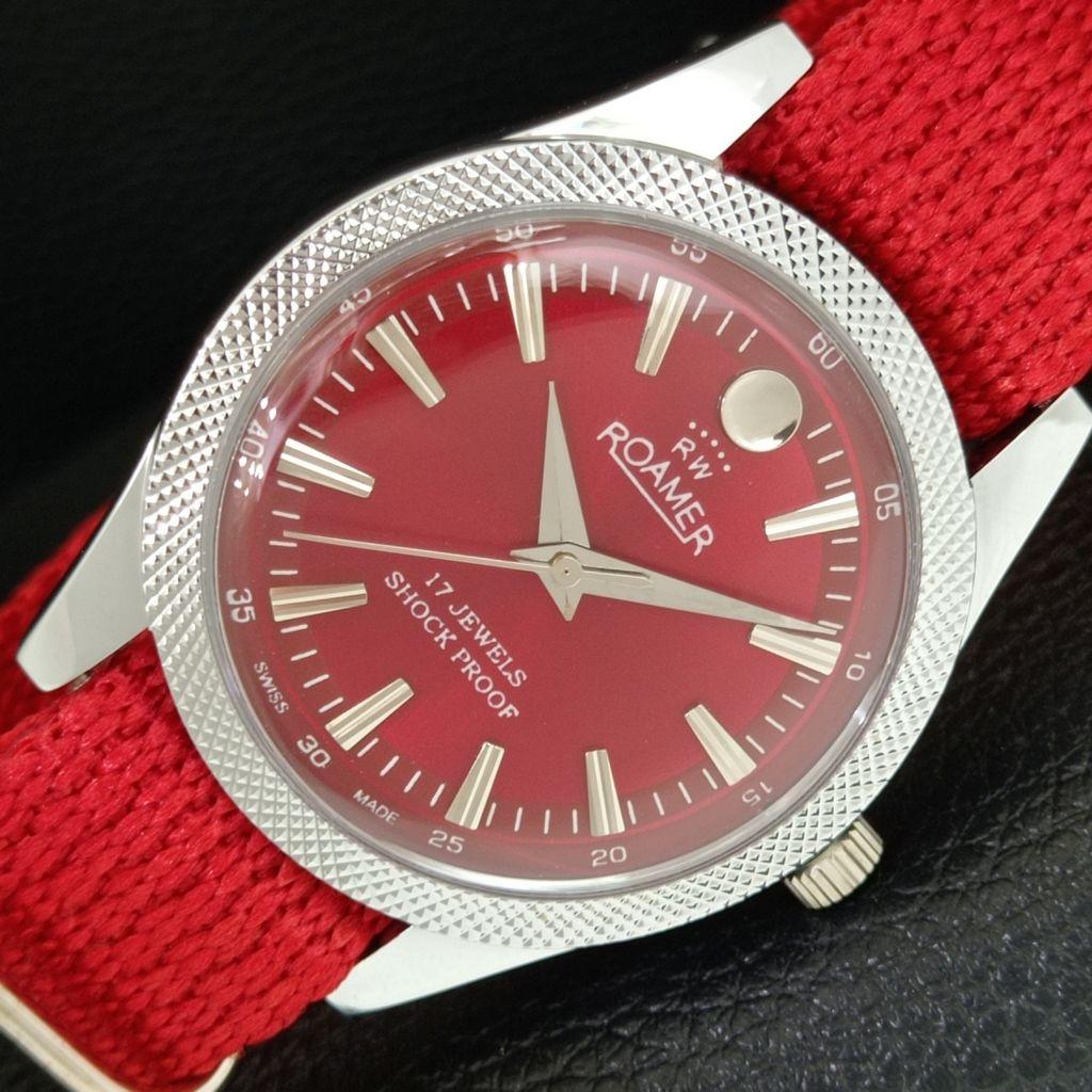 

VINTAGE HAND-WINDING SWISS MENS REFURBISHED RED COLOR DIAL WATCH a707101-1