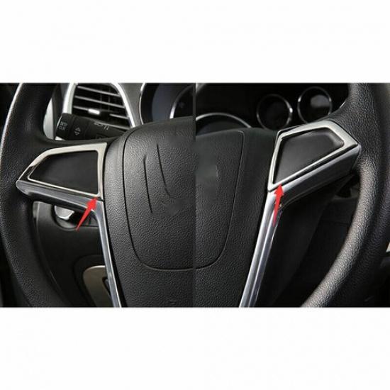 For Buick Encore 2013-2022 Chrome Steel Steering Wheel Control Cover Trim 2PCS