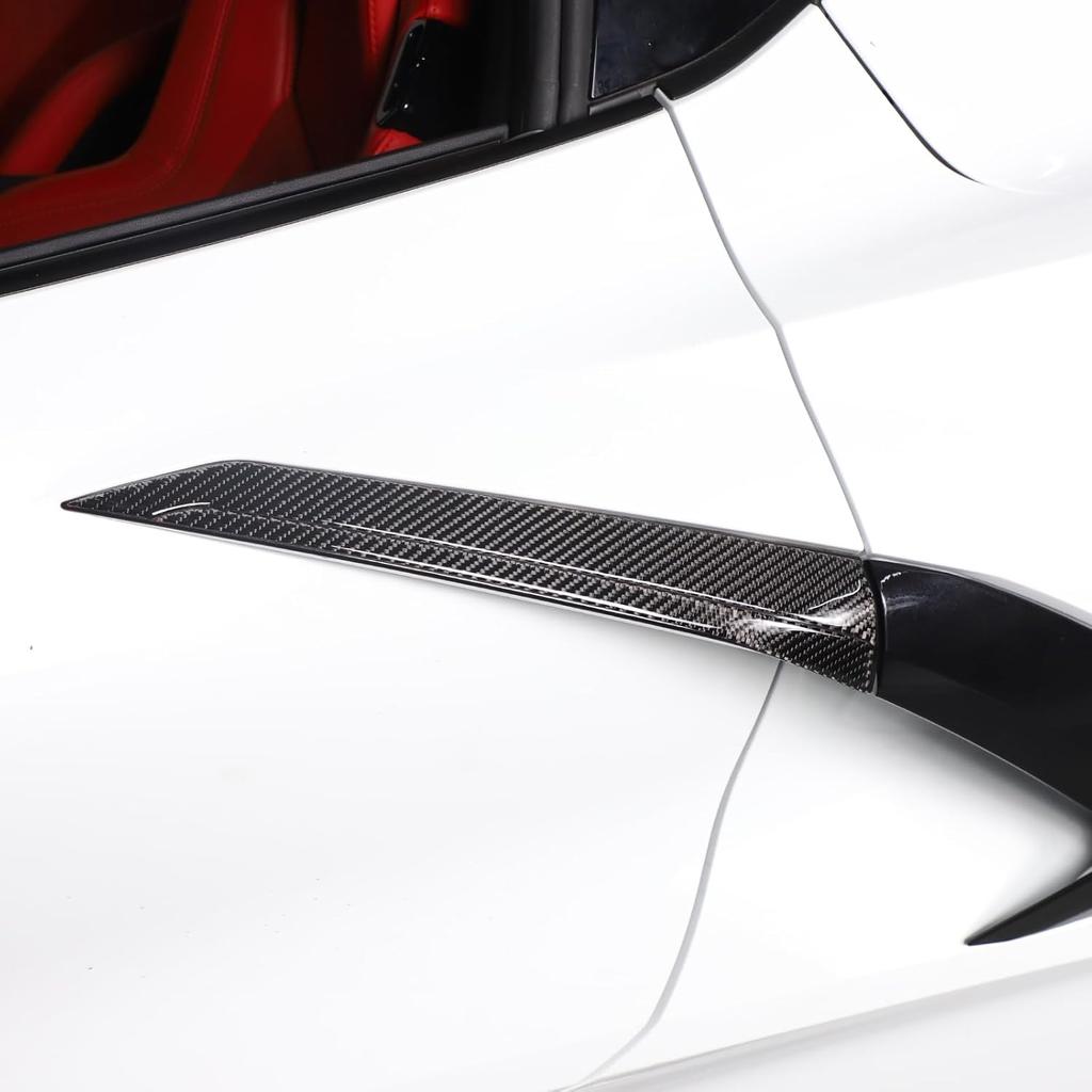 4 Stück Außen Türgriff Abdeckung Zierleiste Kompatibel mit Corvette C8 Stingray 2020-2024 Echte Kohlefaser Seitenkotflügel Lüftungsgitter Tür Zierleiste C8