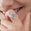 Ring,moonstone Ring,sterling Silver,adjustable Ring,boho,vintage,spoon Ring,butterfly,synthetic Stone,gift