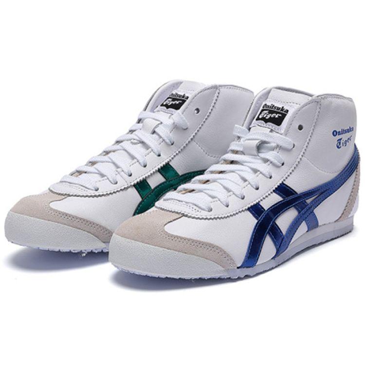 ONITSUKA TIGER Mexico Mid Runner Comfortable Durable Lightweight High-Top Casual Running Shoes Unisex Sneaker White Blue 1183A658-100