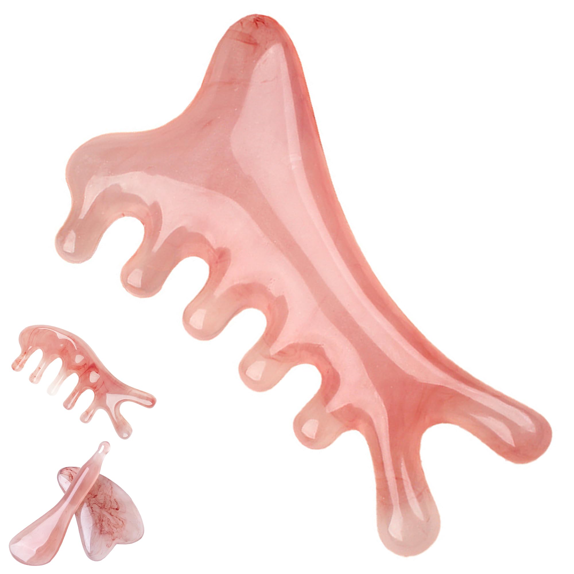 

Meltryllis Gua Sha Face and Scalp Massager with Comb Plate for Jaw Line Eye and Nose Face and Full Body Perfect for Home Beauty Pink Gua 4-in-1
