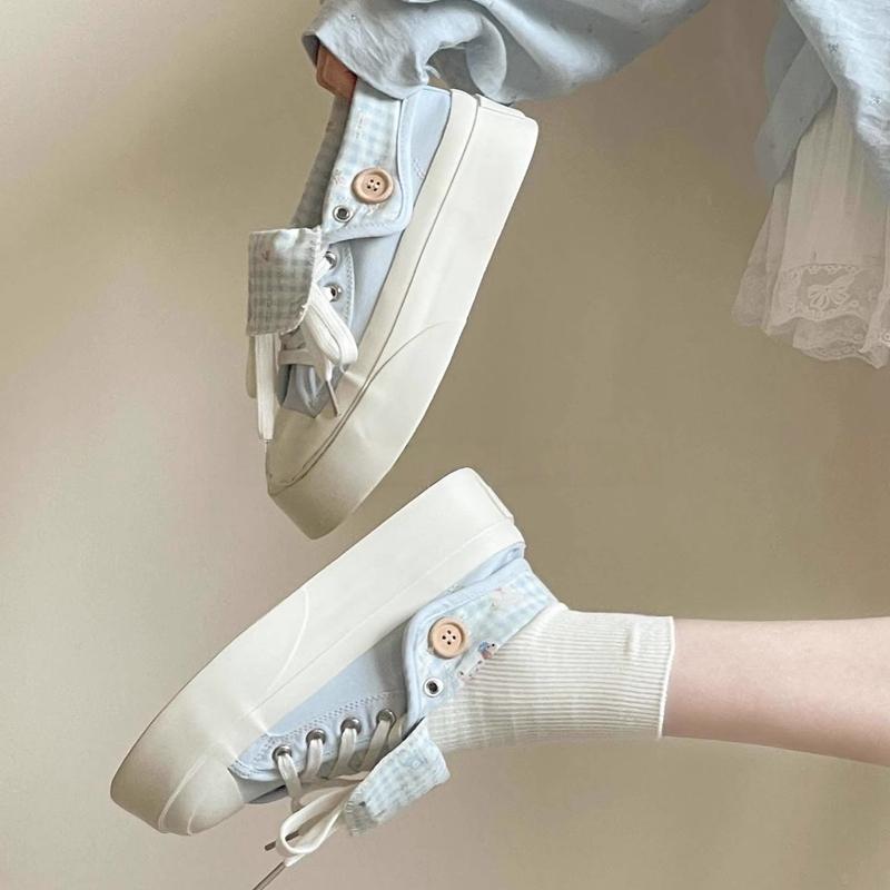 2025 Soft Women Niche Design Chunky Casual Sneaker High Top Canvas Shoes Student Convertible Two Way Wear Skate Shoes Thick Sole