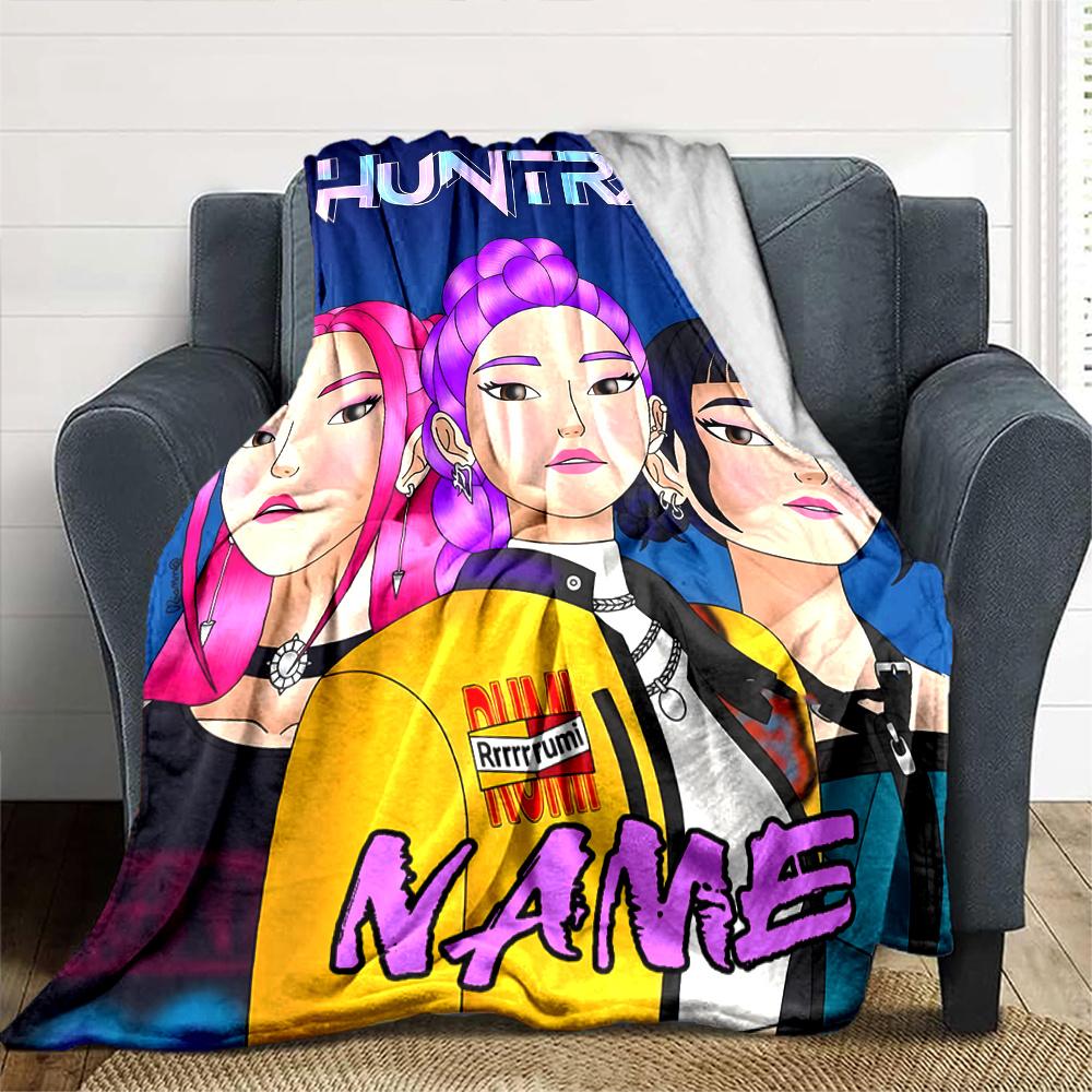 Anime Girls Four Seasons Blanket Customized With Your Name Lightweight And Warm Perfect Gift For Home Office Camping Sofa Travel Beach Durable