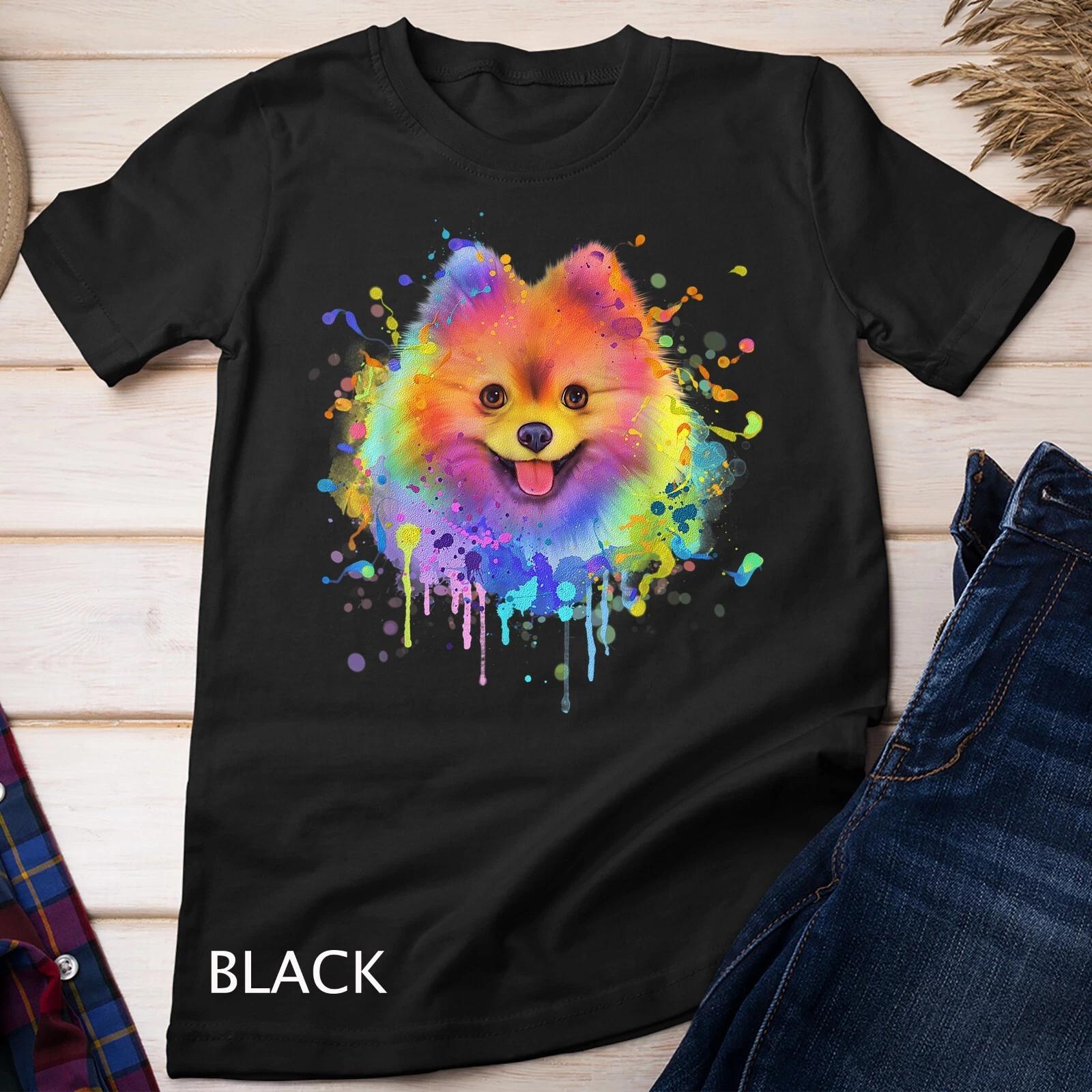 Splash Art Pomeranian Cute Doggie Gift Men Women Dog Lover Unisex T-shirt 3XL
