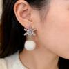 Super flash New Year's snowflake plush stud earrings design advanced sense exquisite temperament sweet earrings earrings