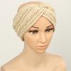 Autumn and Winter Velvet Yarn Headband Knitted Sports Ear Protection Cover Women Beige Warm Headband with Crossed Headband