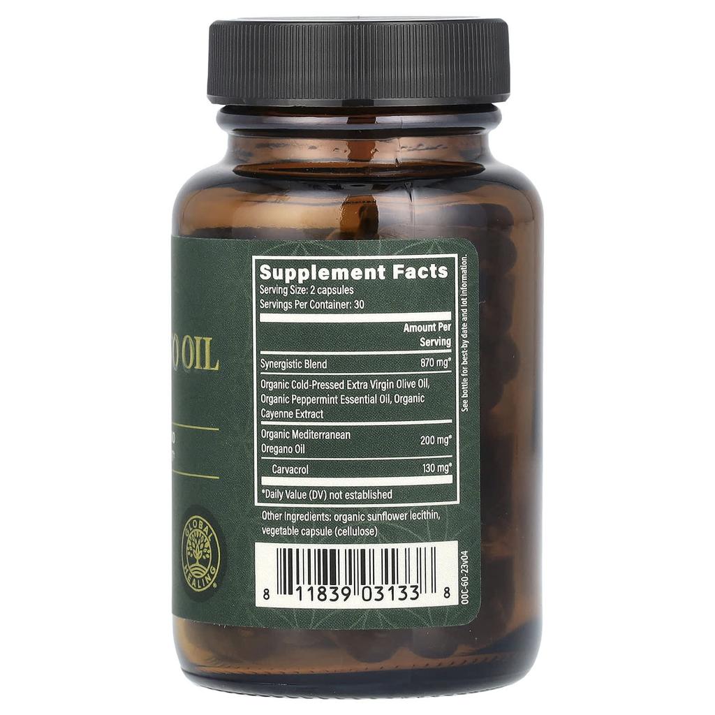 Oreganoöl, 200 mg, 60 Flüssigkapseln (100 mg pro Kapsel)