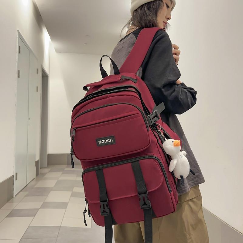 Female Solid Color Schoolbag Male Senior High School Student Backpack