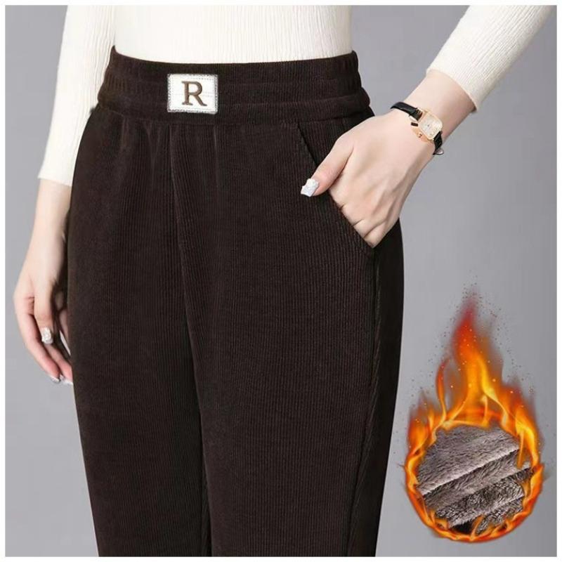 R standard warm fleece thickened arctic fleece casual pants for women's winter new high-waisted slim pants Harlan pants for women