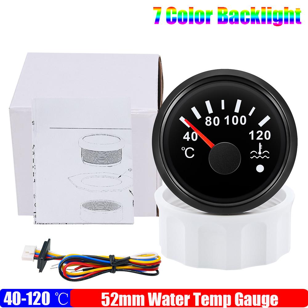 ZMFJH 7 Color Light Pointer 52MM Fuel Water Level Gauge Voltmeter Oil Pressure Meter Water Oil Temp Gauge with Alarm Optional