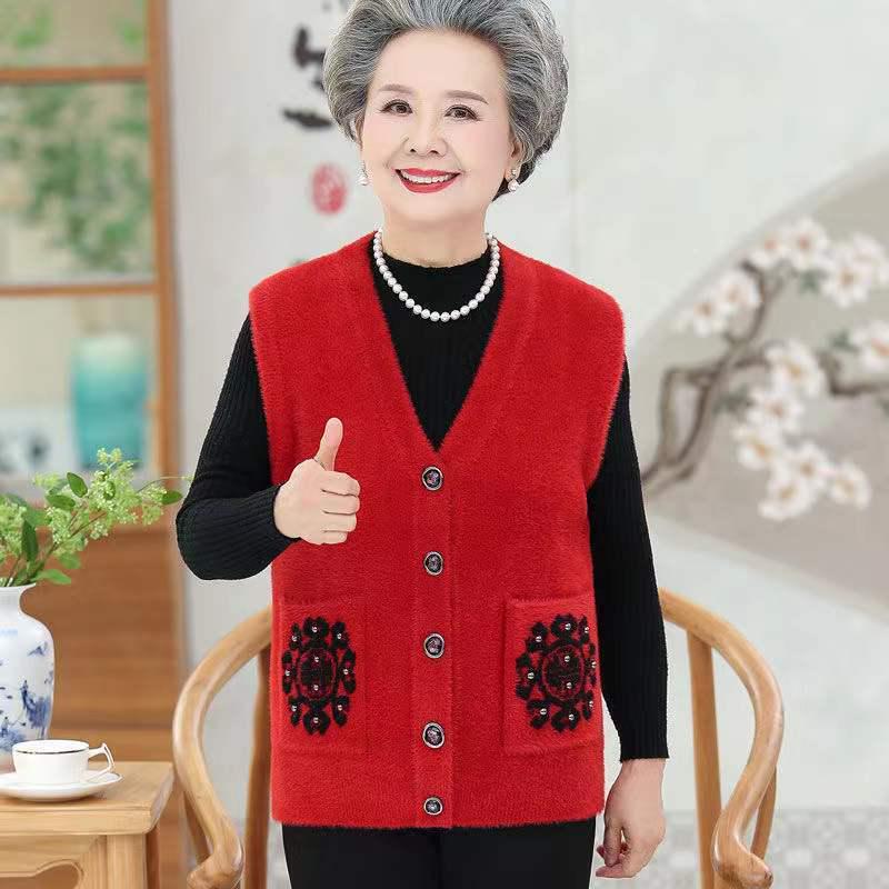 

Women s Autumn/Winter Sleeveless Thickened Vest for Elderly 5XL (165-175 Jin)