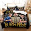 Cool Viral Regional Mexican Band Fuerza Regida Full Printed 3PCS Bedding Duvet Cover + 2 Pillowcases Teen Dorm Home Decoration
